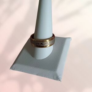 Hearts and Arrows Gold & Silver Stainless Steel Ring